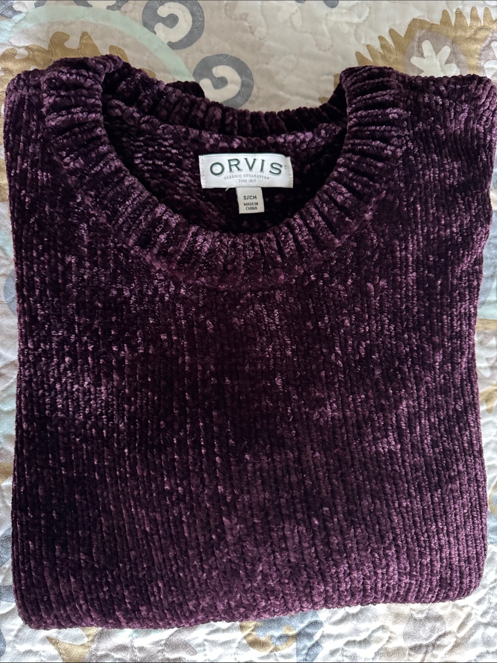 Orvis Women's Deep Plum Chenille Crewneck Sweater